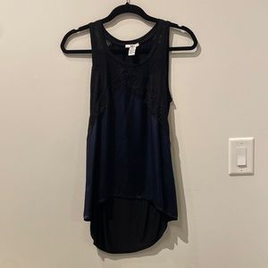 Navy and black tank with lace